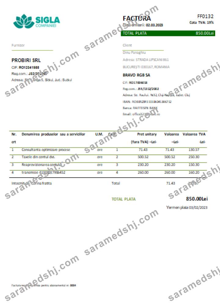 Sigla Companiei utility business bill, SCR